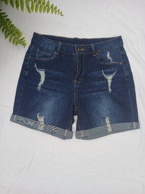 Utyful Dark Blue Distressed Denim Women's Shorts